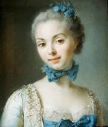 unknow artist Portrait of a young woman wearing a blue ribbon at her throat Spain oil painting artist